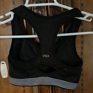 VSX Black Racerback Sports Bra with Striped Detail